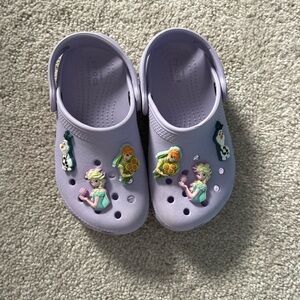 Kids Purple Crocs with Frozen Charms
